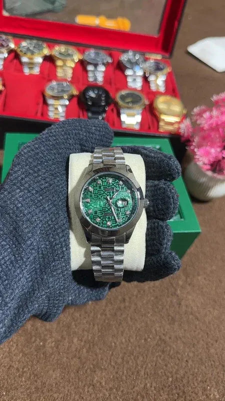 ๐ Silver + Green| Stainless Steel | Water Proof | ZAS Watches