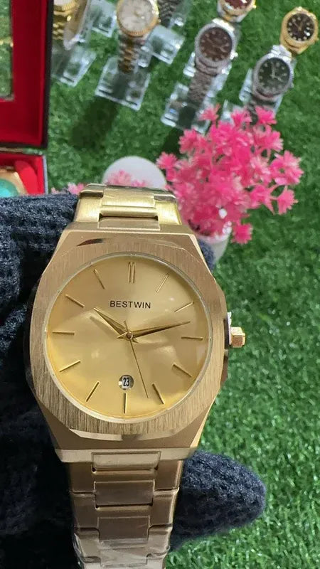 ✨ BestWin Full Gold Watch – Waterproof | ZAS Watches