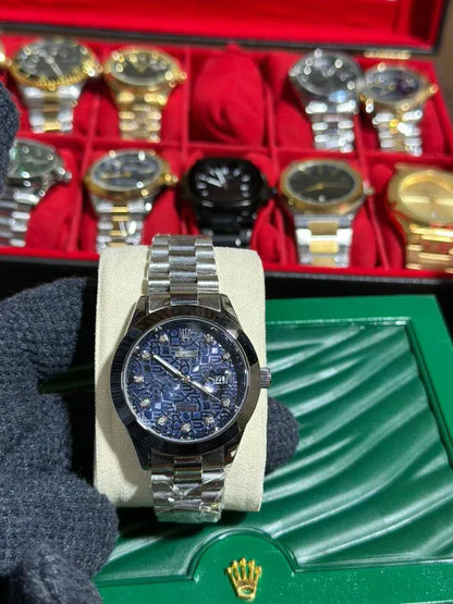 🔵 Silver + Blue | Stainless Steel | Waterproof | ZAS Watches