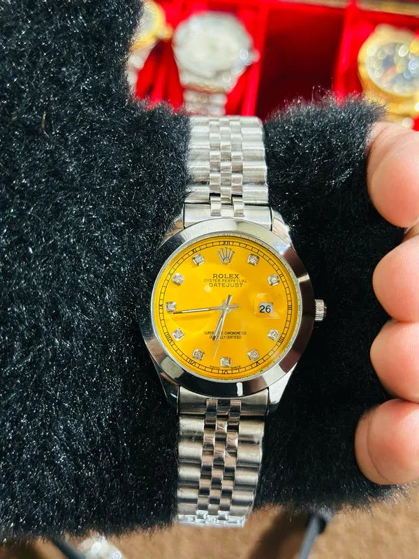 💛 Silver Jubilee Strap + Yellow Dial | Stainless Steel | ZAS Watches